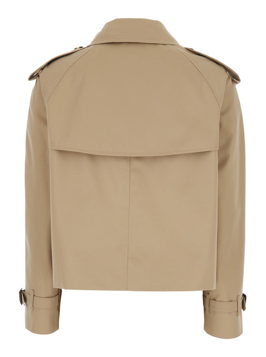 Burberry Women 'Haltye' Beige Double-Breasted Short Trench Coat With Classic Collar And Side Pockets In Cotton Woman