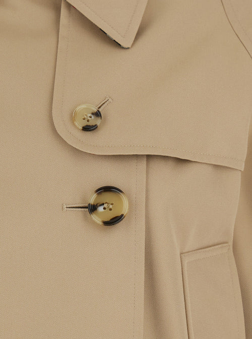 Burberry Women 'Haltye' Beige Double-Breasted Short Trench Coat With Classic Collar And Side Pockets In Cotton Woman