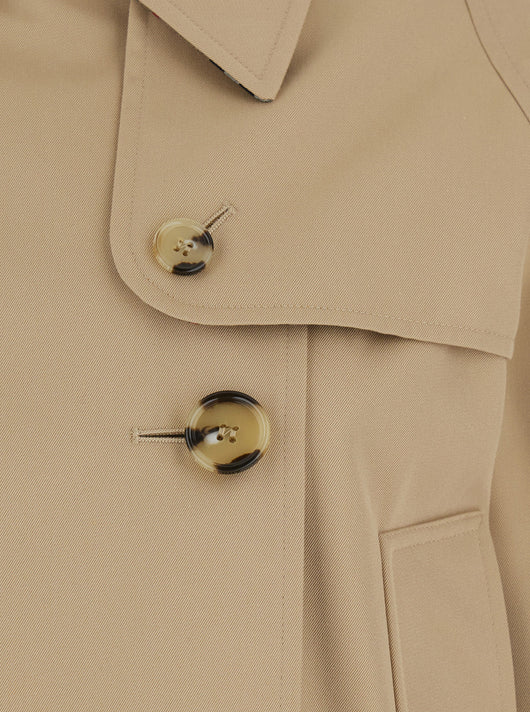 Burberry Women 'Haltye' Beige Double-Breasted Short Trench Coat With Classic Collar And Side Pockets In Cotton Woman