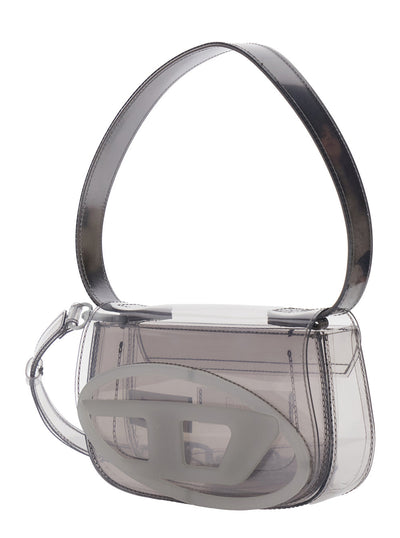 Diesel Women '1Dr' Grey Crossbody Bag With Oval D Patch And Semi-Transparent Design In Fabric Woman
