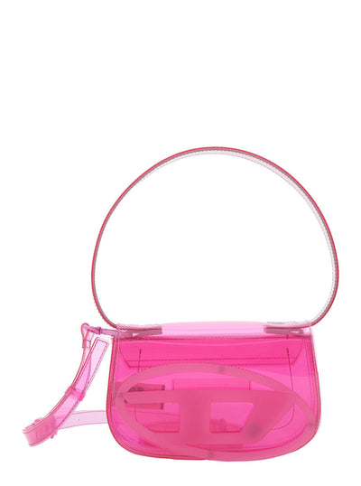 Diesel Women '1Dr' Pink Crossbody Bag With Oval D Patch And Semi-Transparent Design In Fabric Woman
