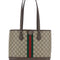 Gucci Women 'Ophidia' Beige Shopper With All-Over Gg Motif And Metallic Logo On The Front In Fabric Woman