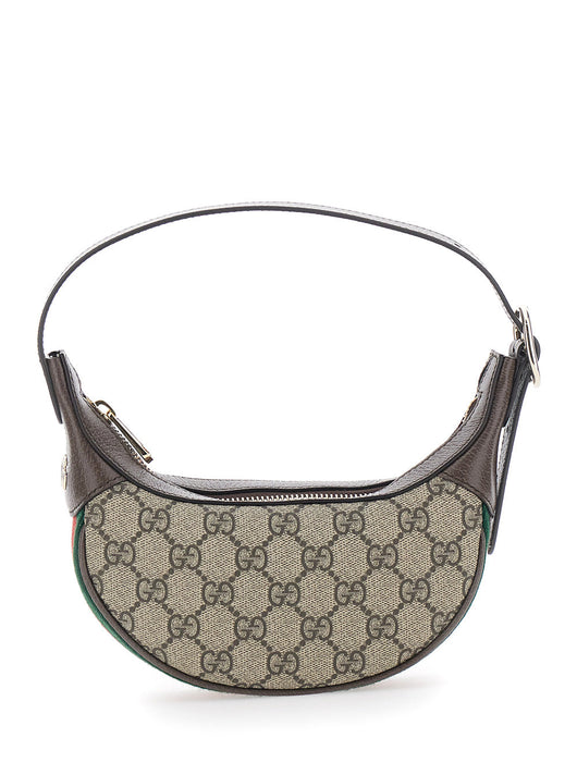 Gucci Women 'Ophidia' Beige Mini Bag With All-Over Gg Motif And Web Band In Fabric Woman