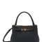 Tod's Women 'T-String' Black Handbag With Adjustable And Removable Shoulder Strap And Buckled Belt Detail On The Front In Grained Leather Woman
