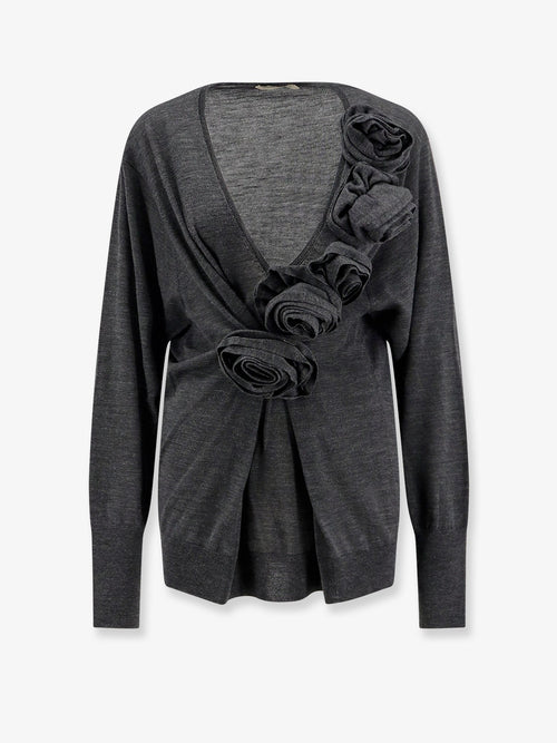 Alberta Ferretti Women Virgin Wool Sweater With Ruffles
