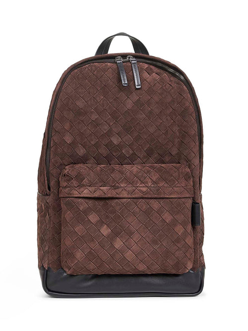 Bottega Veneta Men Brown Intrecciato Suede Backpack