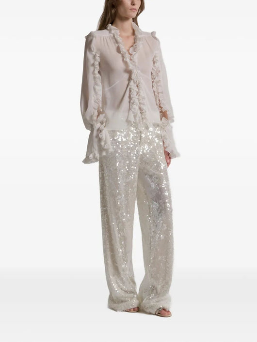Alberta Ferretti Women Wide Leg Sequins Trousers