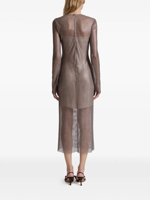 Alberta Ferretti Women Crystals Net Midi Dress