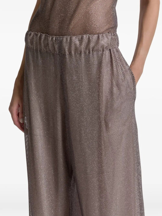 Alberta Ferretti Women Wide Leg Crystals Net Trousers