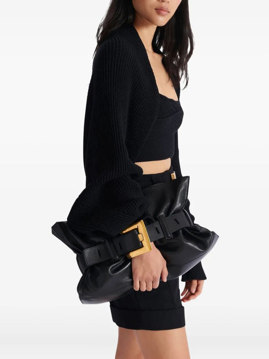 Balmain Women "Anthem" Medium Calfskin Shoulder Bag