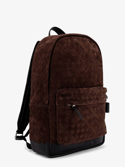 Bottega Veneta Men Suede Backpack With Intrecciato Motif
