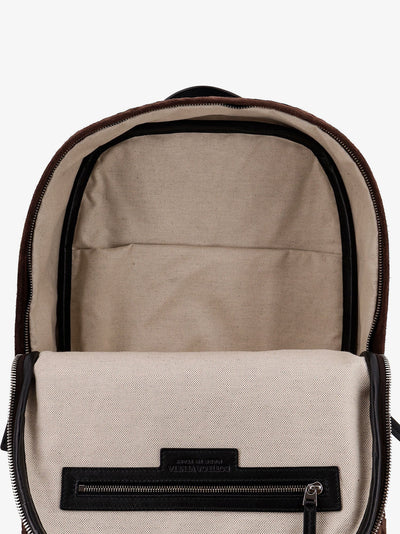Bottega Veneta Men Suede Backpack With Intrecciato Motif