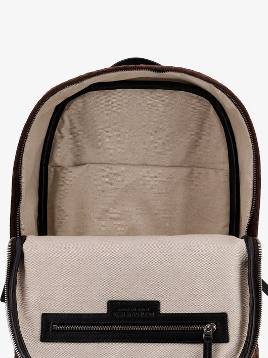 Bottega Veneta Men Suede Backpack With Intrecciato Motif