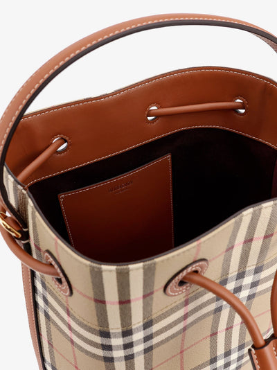 Burberry Women Coated Canvas Bucket Bag With Check Pattern