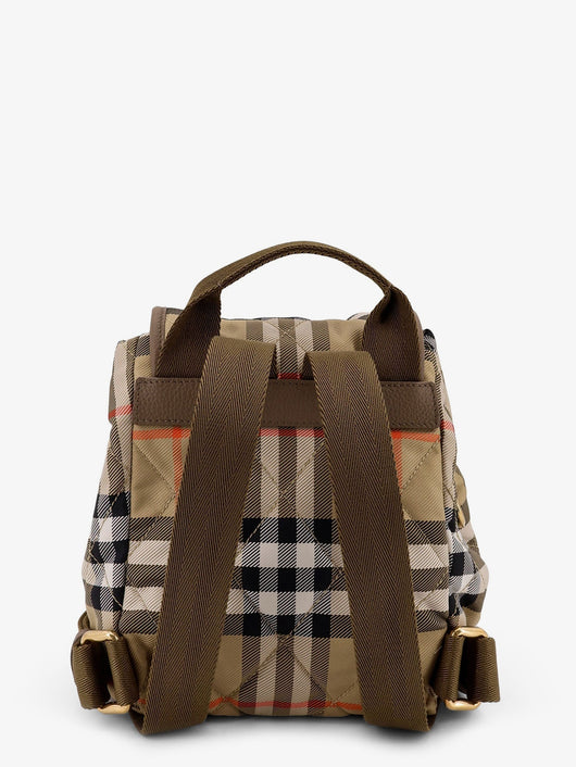 Burberry Women Horseshoe Check Nylon Backpack