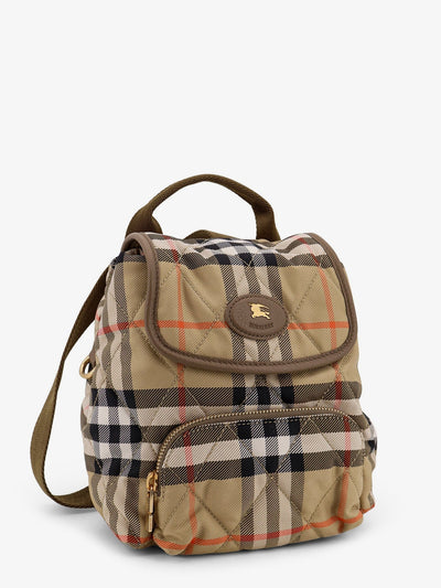 Burberry Women Horseshoe Check Nylon Backpack
