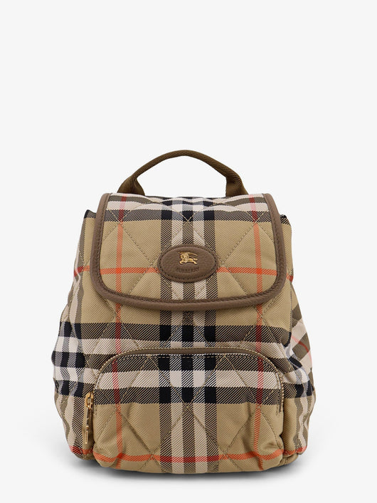 Burberry Women Horseshoe Check Nylon Backpack