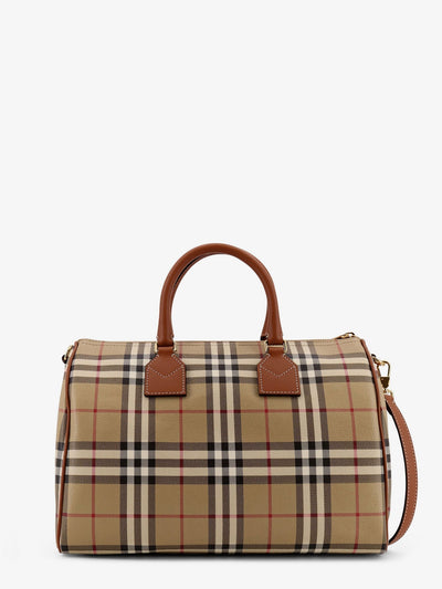 Burberry Women Coated Canvas Handbag With Check Pattern
