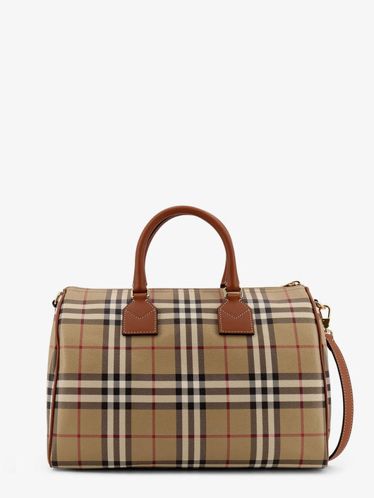 Burberry Women Coated Canvas Handbag With Check Pattern