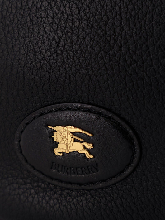 Burberry Women Hammered Leather Crossbody Bag With Logo Patch
