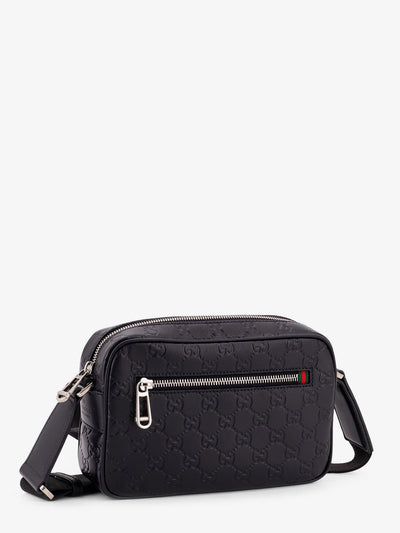 Gucci Men Gg Emblem Leather Crossbody Bag