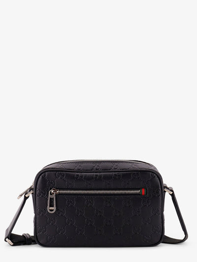 Gucci Men Gg Emblem Leather Crossbody Bag