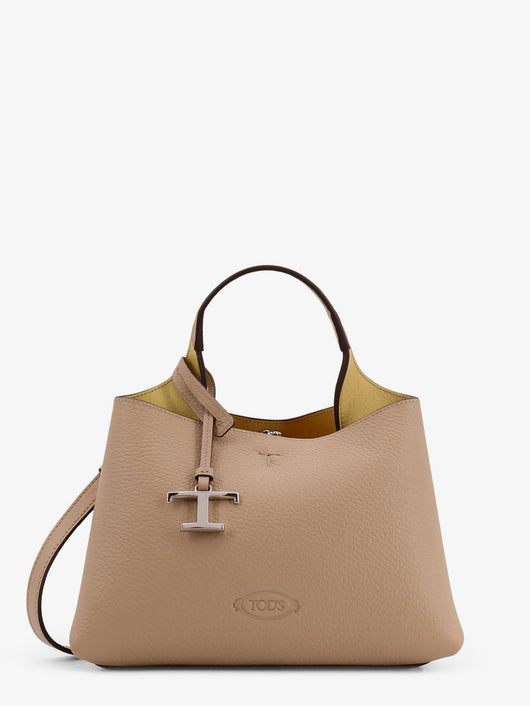 Tod's Women Leather Shoulder Bag With Metal T-Timeless Logo