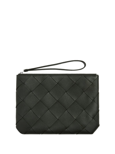 Bottega Veneta Men Woven Leather Clutch Bag