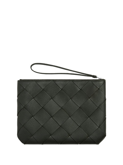 Bottega Veneta Men Woven Leather Clutch Bag