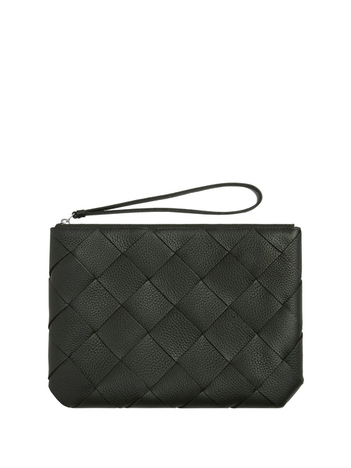 Bottega Veneta Men Woven Leather Clutch Bag