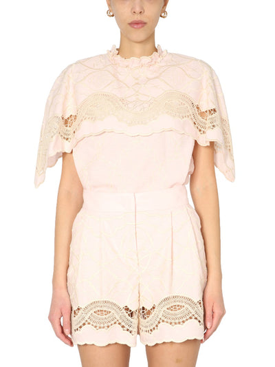 Alberta Ferretti Women Embroidered Cape Top