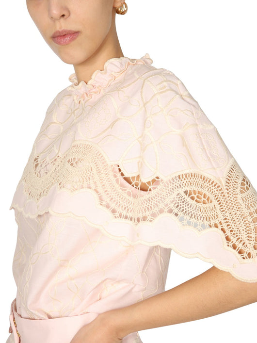 Alberta Ferretti Women Embroidered Cape Top