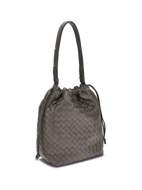 Bottega Veneta Men Woven Leather Bucket Bag