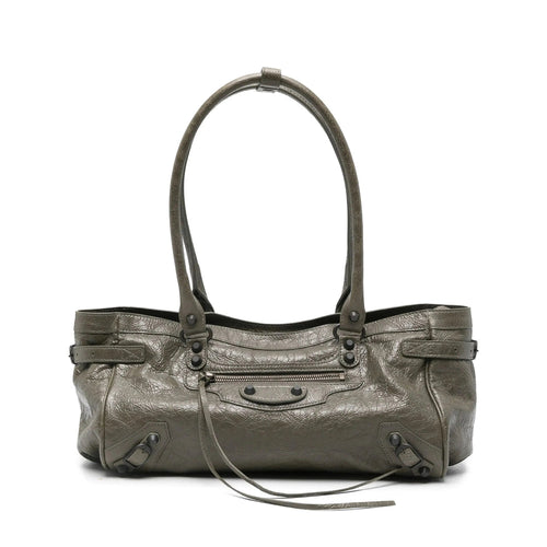 Balenciaga Women Army Green Le City East-West Shoulder Bag