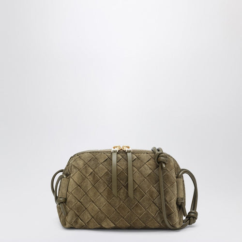 Bottega Veneta Women Concert Clutch Bag In Mud Colour In Intrecciato Suede
