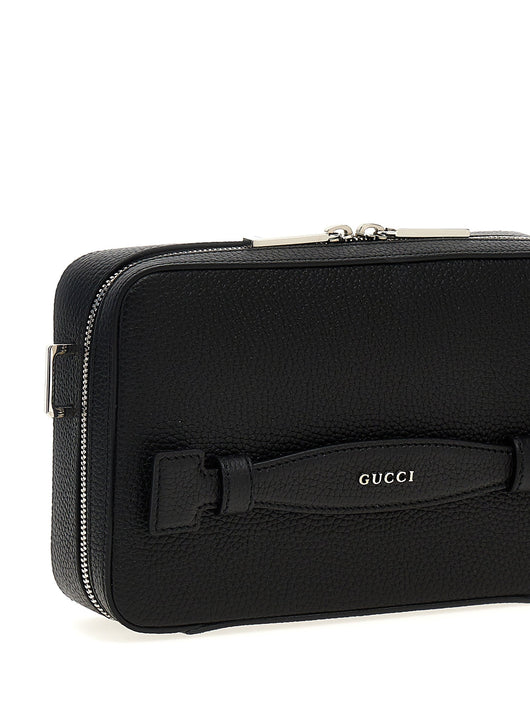 Gucci Men Logo Leather Shoulder Strap