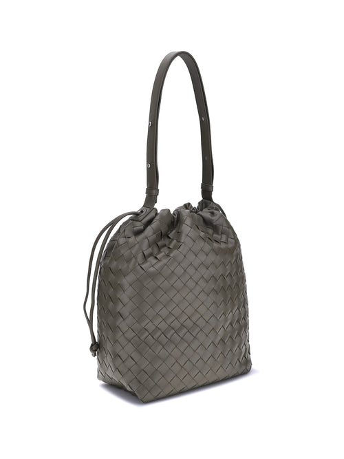 Bottega Veneta Men Woven Leather Bucket Bag