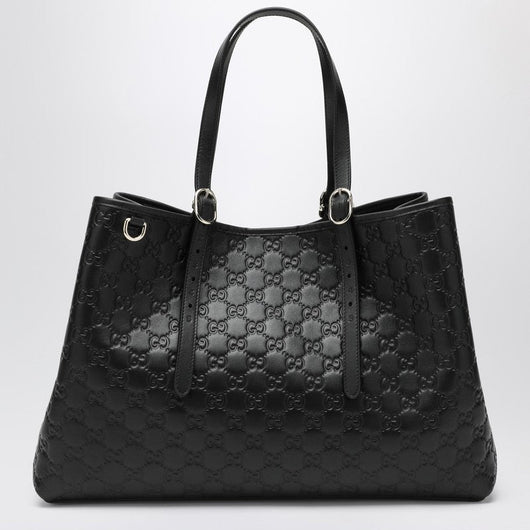 Gucci Gg Emblem Large Black Shopping Bag Women