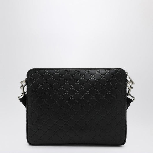 Gucci Medium Black Gg Emblem Shoulder Bag Men