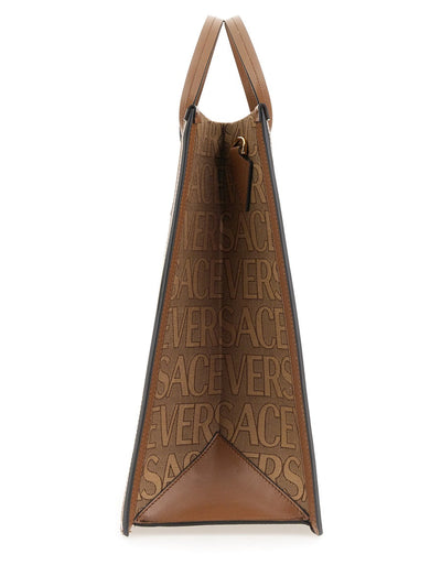 Versace Men Shopper Bag With Allover Logo