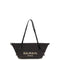 Balmain Women Calfskin And Raffia Track Shoulder Bag
