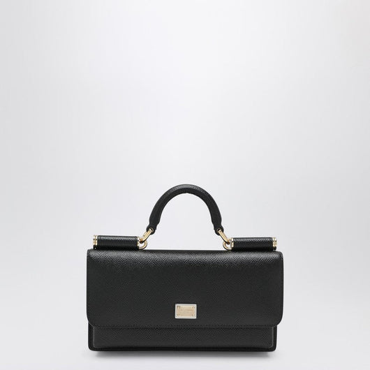 Dolce&Gabbana Mini Dauphine Black Leather Bag With Logo Tag Women