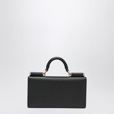 Dolce&Gabbana Mini Dauphine Black Leather Bag With Logo Tag Women