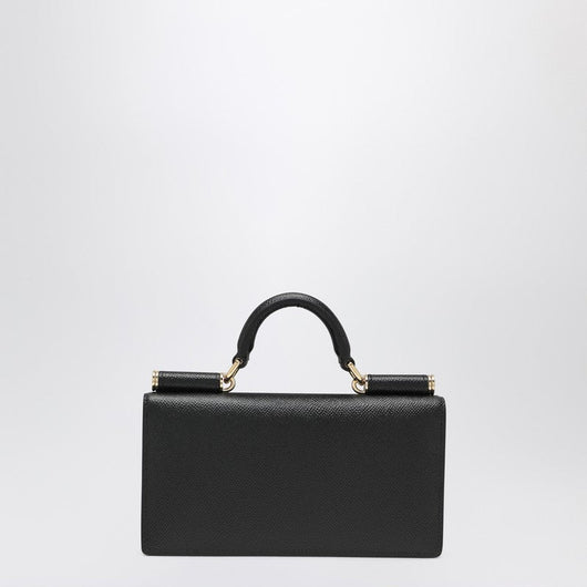 Dolce&Gabbana Mini Dauphine Black Leather Bag With Logo Tag Women