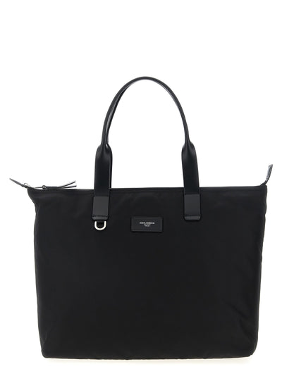 Dolce & Gabbana Men Media Logo Patch Shopping Bag