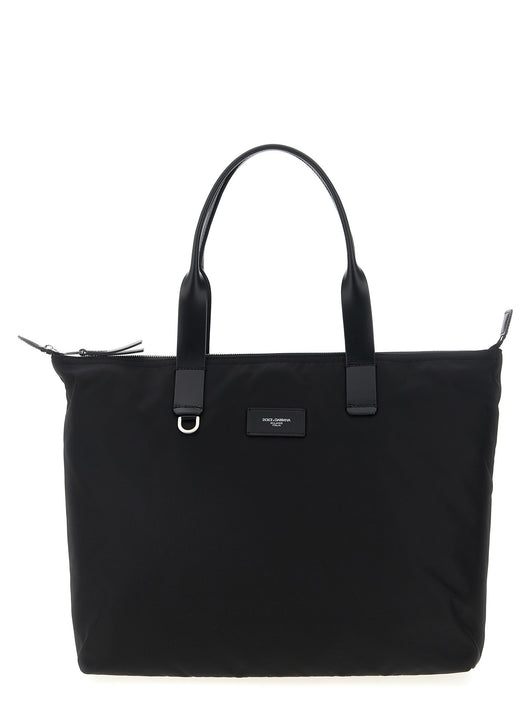 Dolce & Gabbana Men Media Logo Patch Shopping Bag