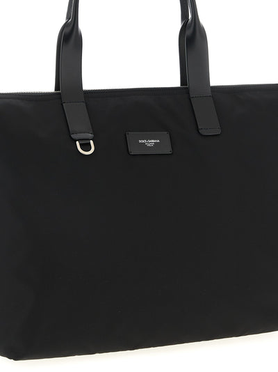 Dolce & Gabbana Men Media Logo Patch Shopping Bag