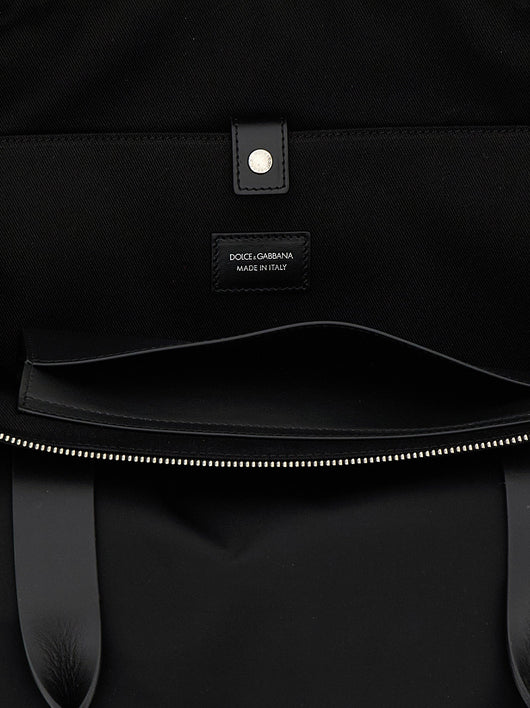 Dolce & Gabbana Men Media Logo Patch Shopping Bag