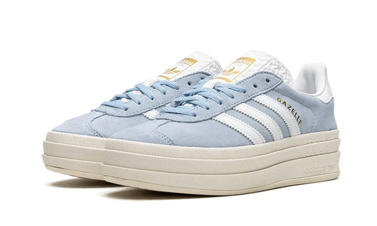 adidas Originals Gazelle Bold Shoes Clear Sky Cloud White Gold Metallic