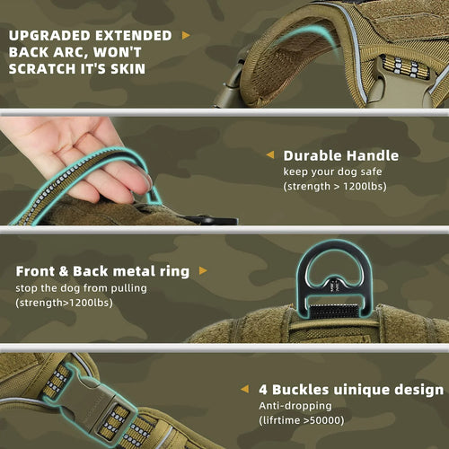 Tactical No-Pull Dog Harness | Heavy-Duty MOLLE Military Vest